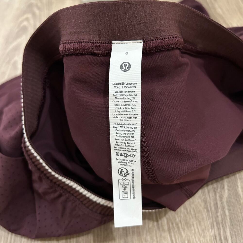 Lululemon Perforated Tennis Skirt Goodnight Plum Light Ivory Size 6 - Picture 11 of 16